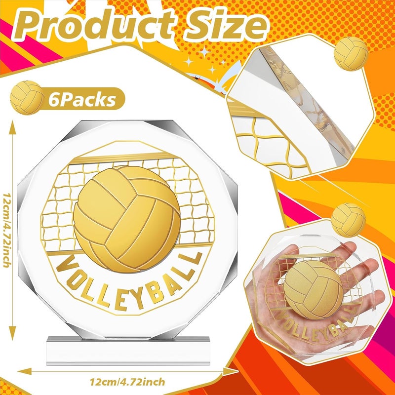 Anglechic 6 Pack Sports Trophy Acrylic Award Medals 4.72 x 4.72 Inch Sports Contest Trophies Bulk Plaques Team Prize Gift Trophies for Competition - Image 2
